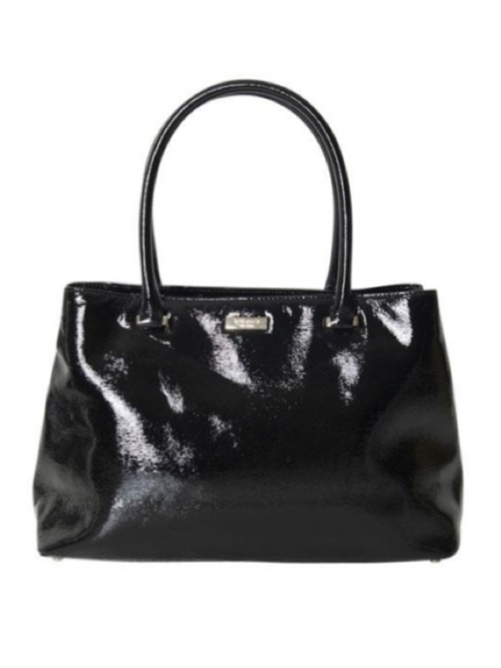 Kate Spade Bixby Place Elena Black Patent Saffiano Leather Satchel Handbag